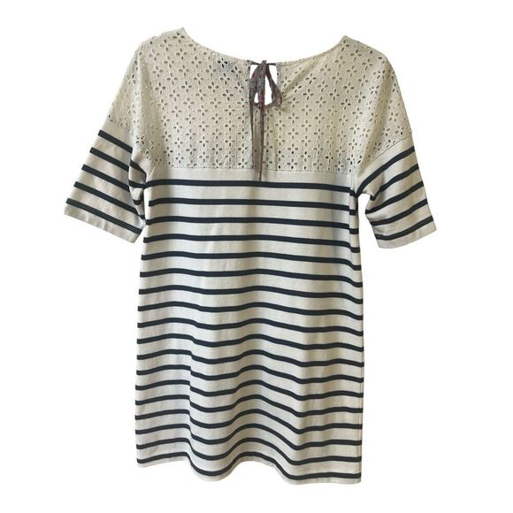 Anthropologie tunic top by 9-H15 STCL navy & off white with eyelet bodice sz Sma - Picture 3 of 5